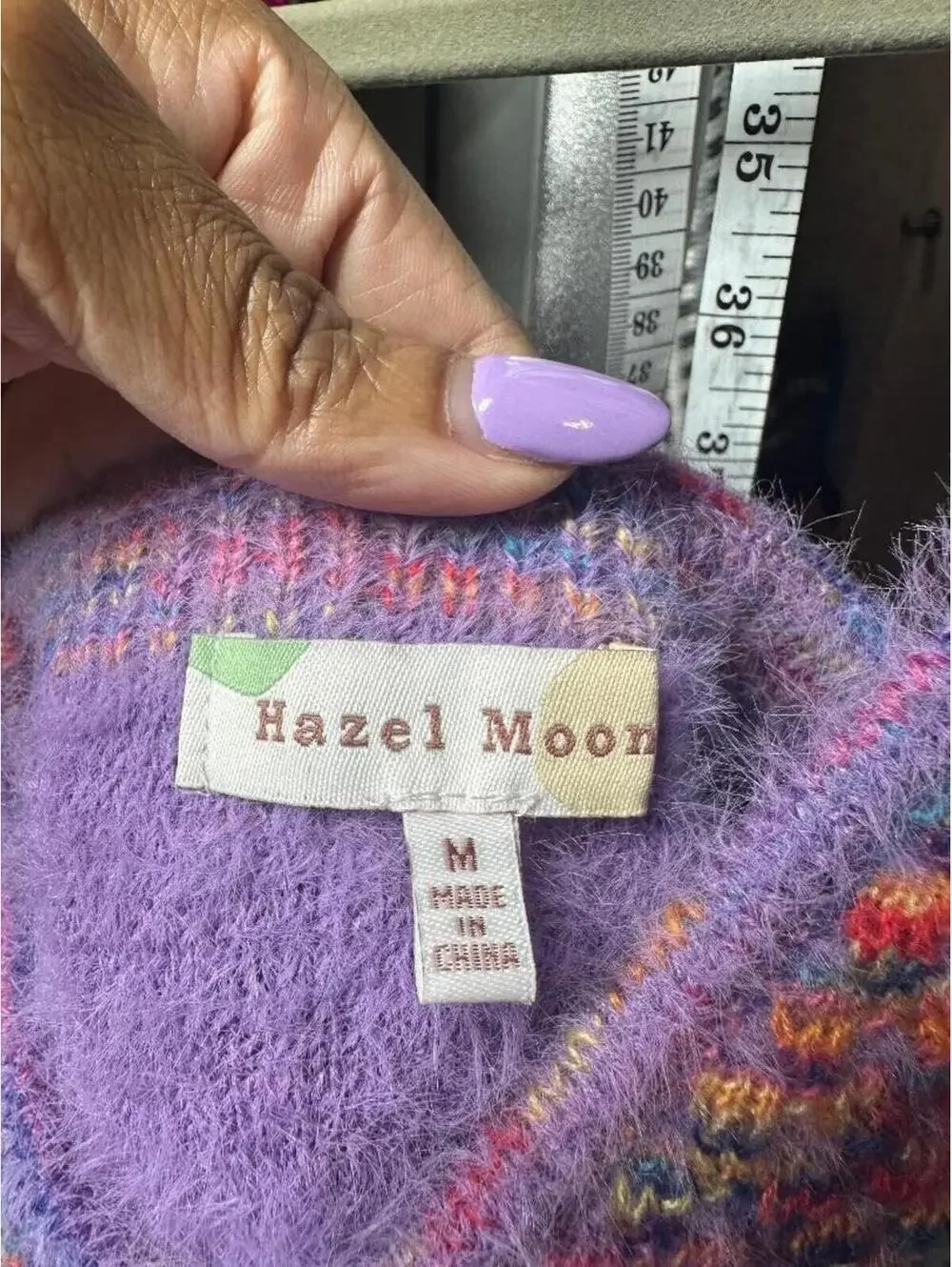 Hazel Moon Fuzzy Knit Cardigan & Bralette Set M Rainbow Speckled Soft Cozy Bouti